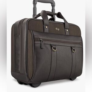 Solo MacDougal Rolling Case Travel Briefcase ✨ Espresso Olive Green